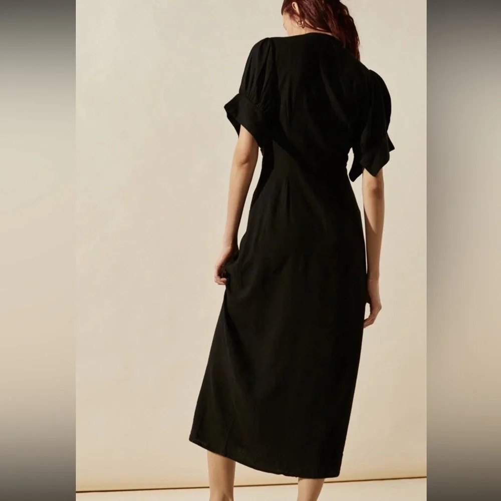 Free People Vintage Summer Ruched Button Midi Dress - Picture 3 of 9